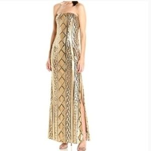 Adrianna Papell Gold Sequin Dress Strapless